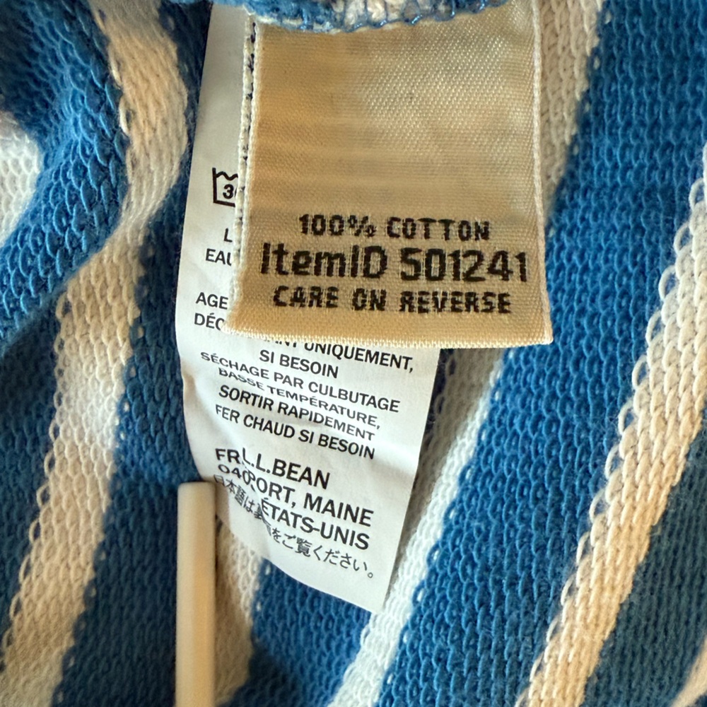 L.L. Bean Striped Henley Style Rugby Shirt. Blue with colored stripes. Size XS - Picture 6 of 7